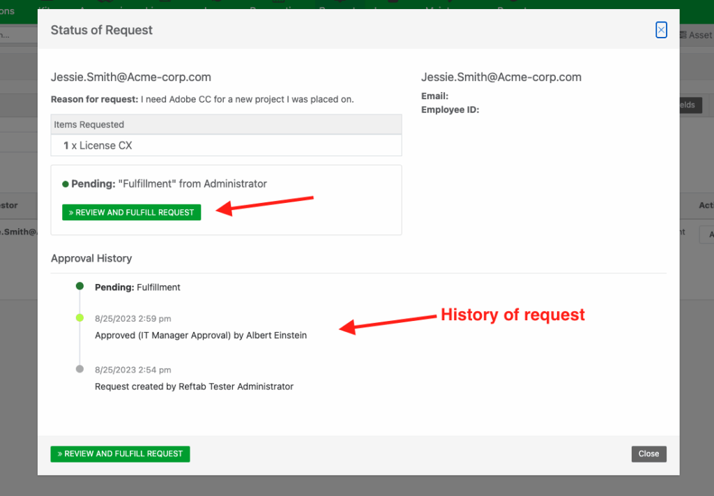 Request history continue