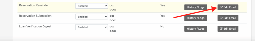 Reservation reminder edit email