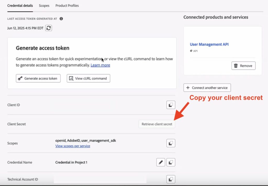Retrieve client secret