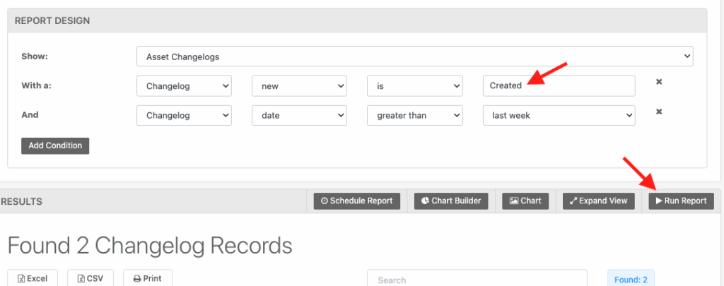 Run report changelogs