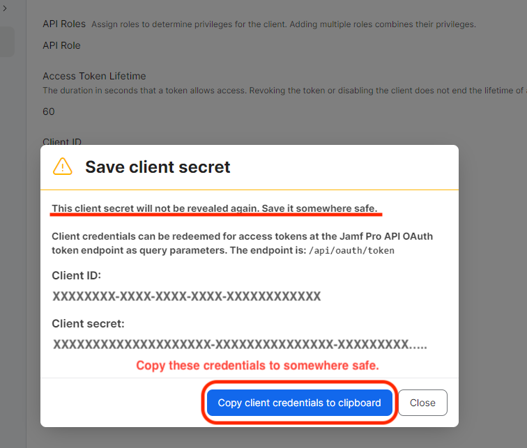 Save client secret