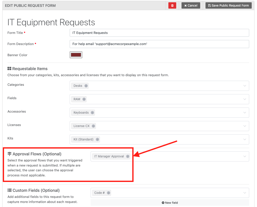 Save public request form