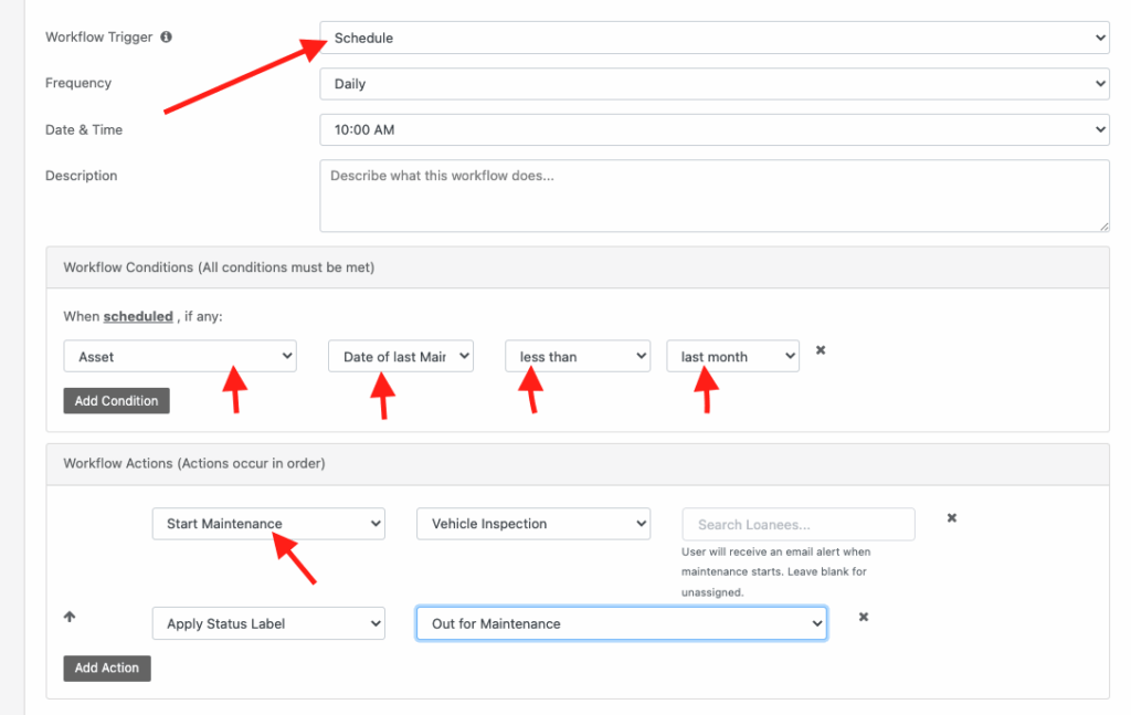 Schedule chaining workflows
