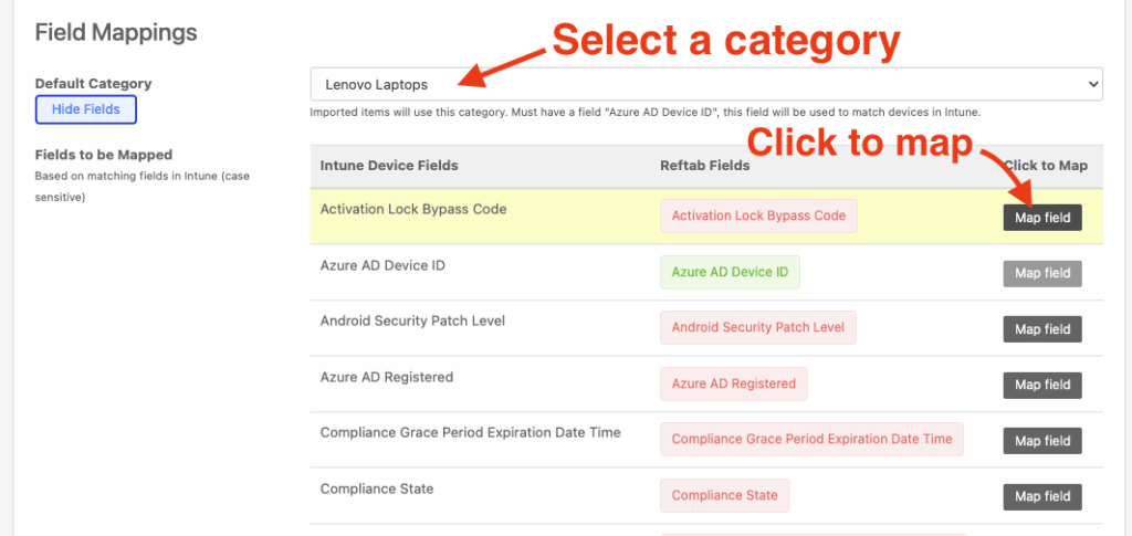 The system will create a field in your chosen category automatically