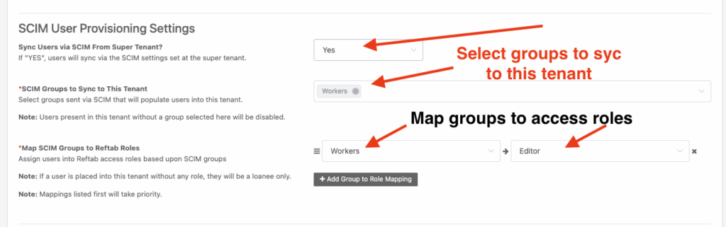Select groups to syns users