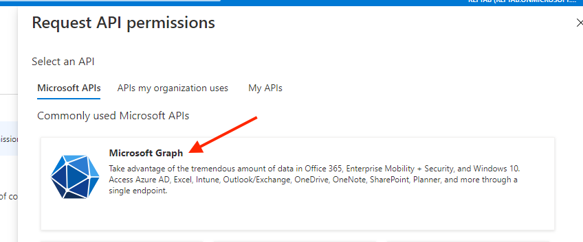 Select Microsoft graph