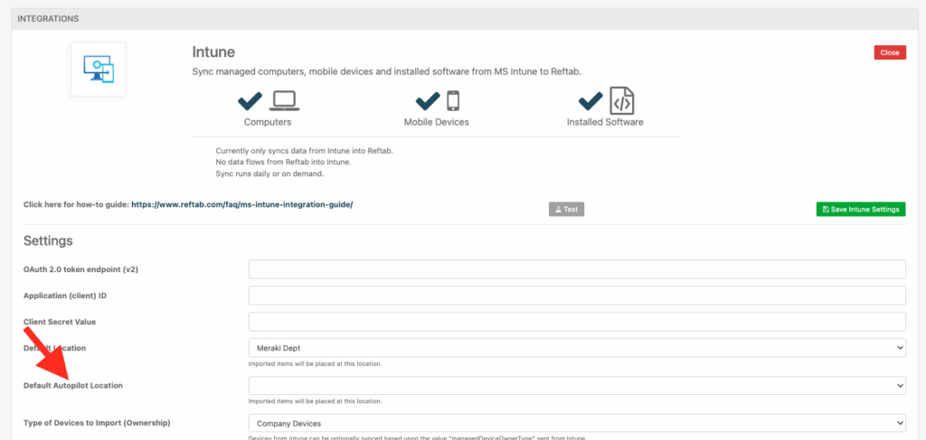 Set a default location for your Autopilot devices