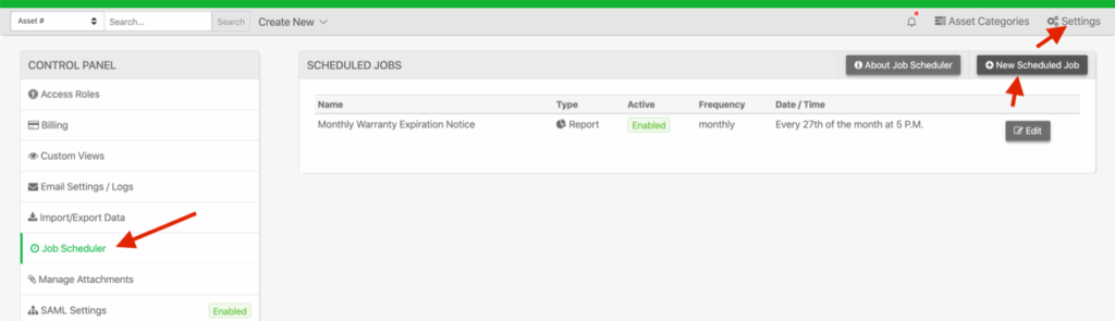 Setting job scheduler
