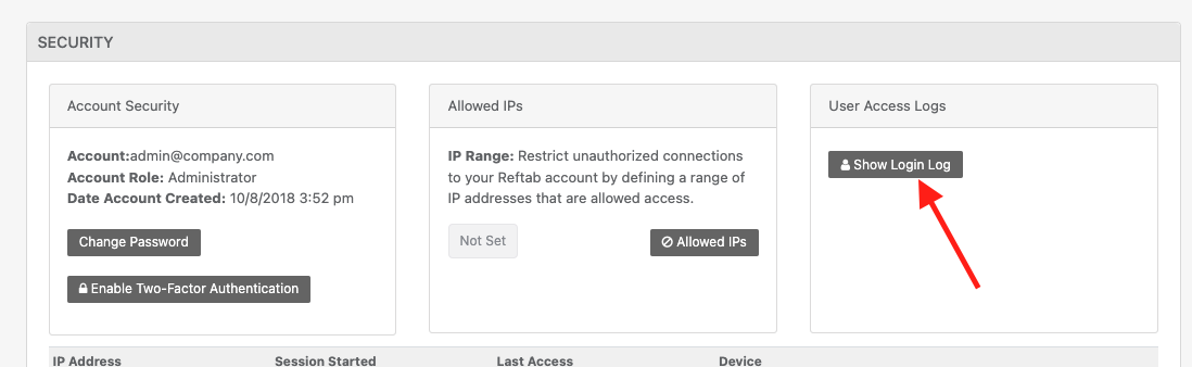Show login log