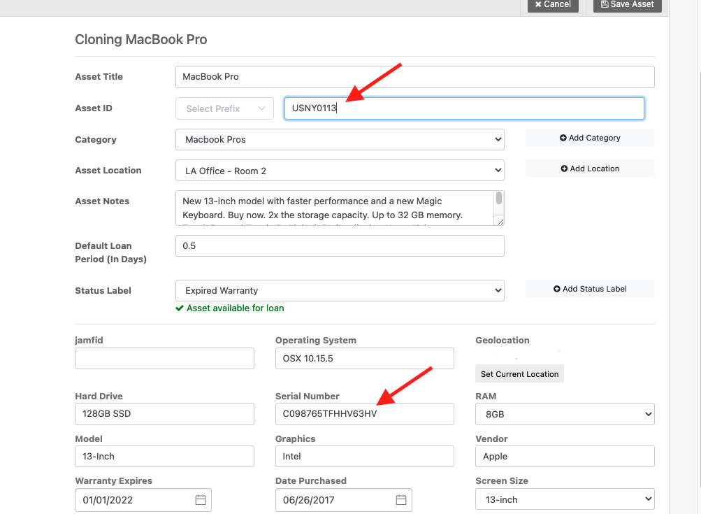 Supply new data asset