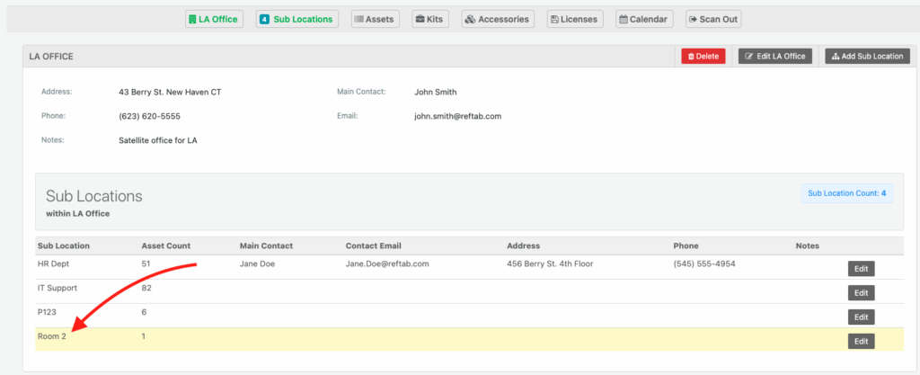 Transferred location