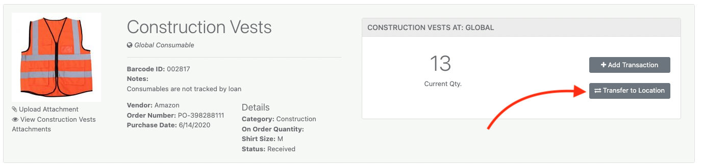 Transferring global consumables