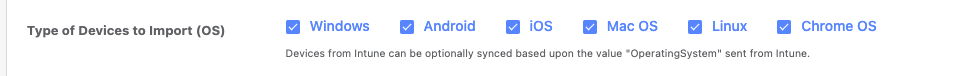 Types of devices to import by OS