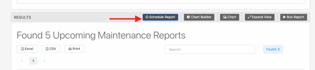 Upcoming maintenance schedule report