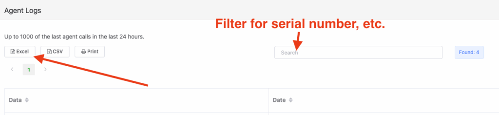 Use the filter to search for information