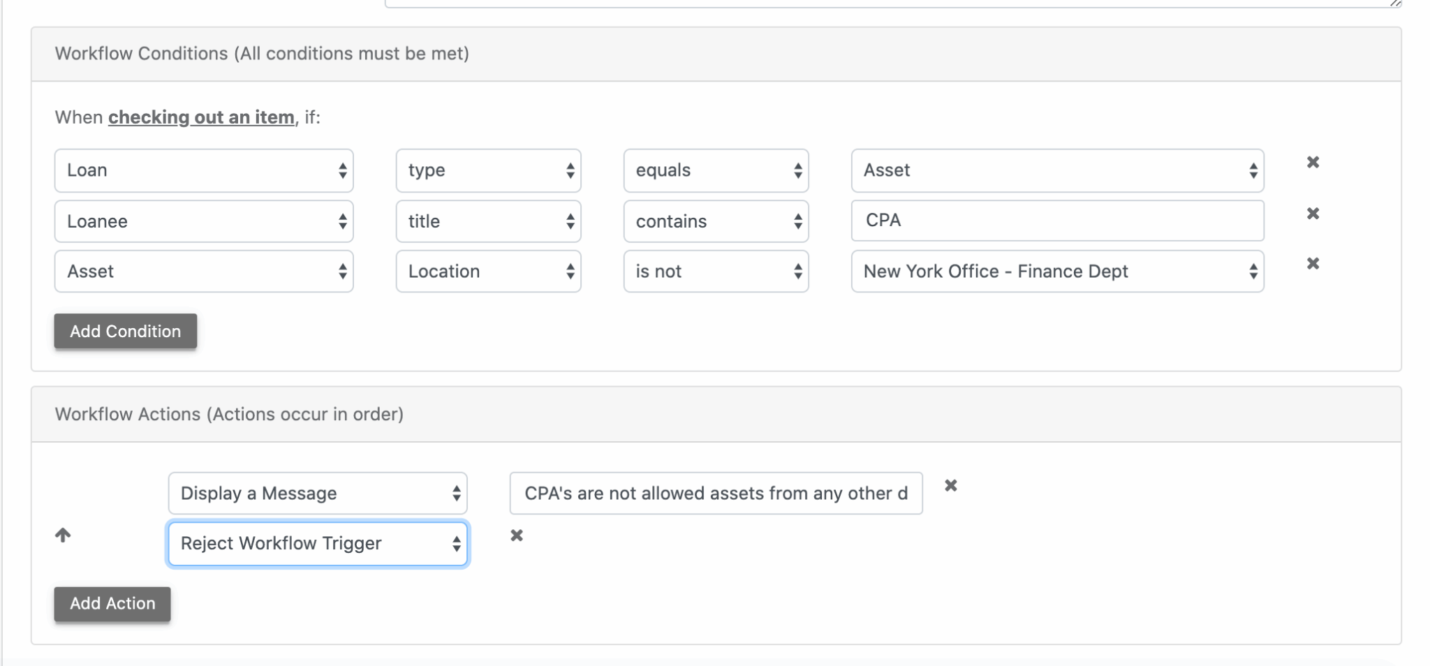 Showing the workflow builder