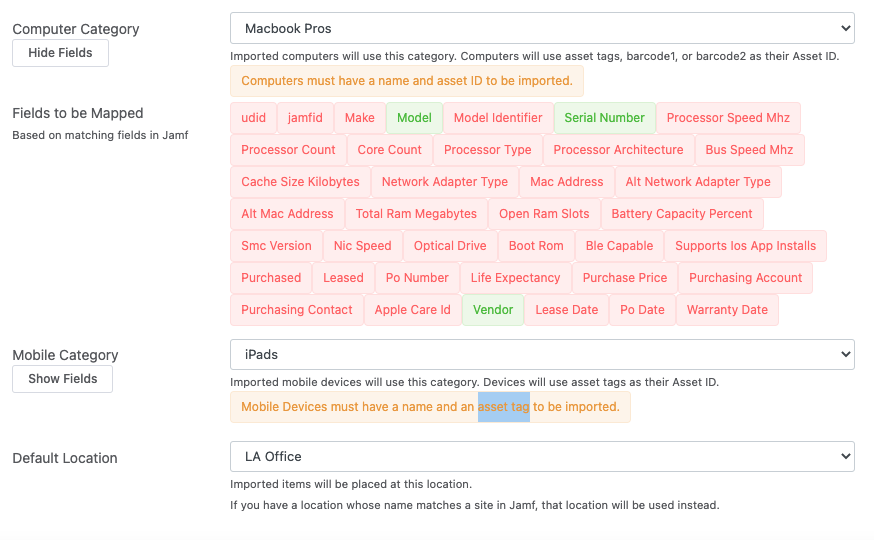 You can also map specific fields