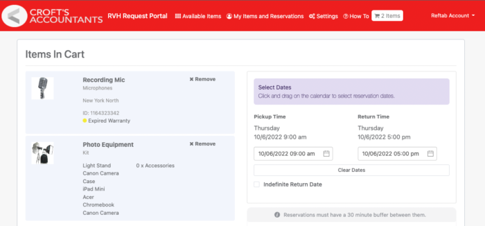 Make it easy to check-in and check-out equipment