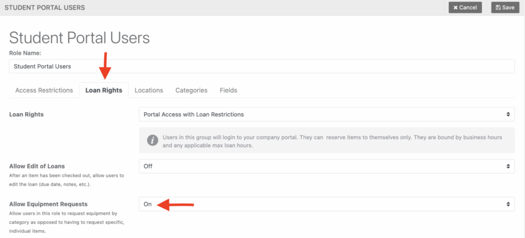Allow equipment requests