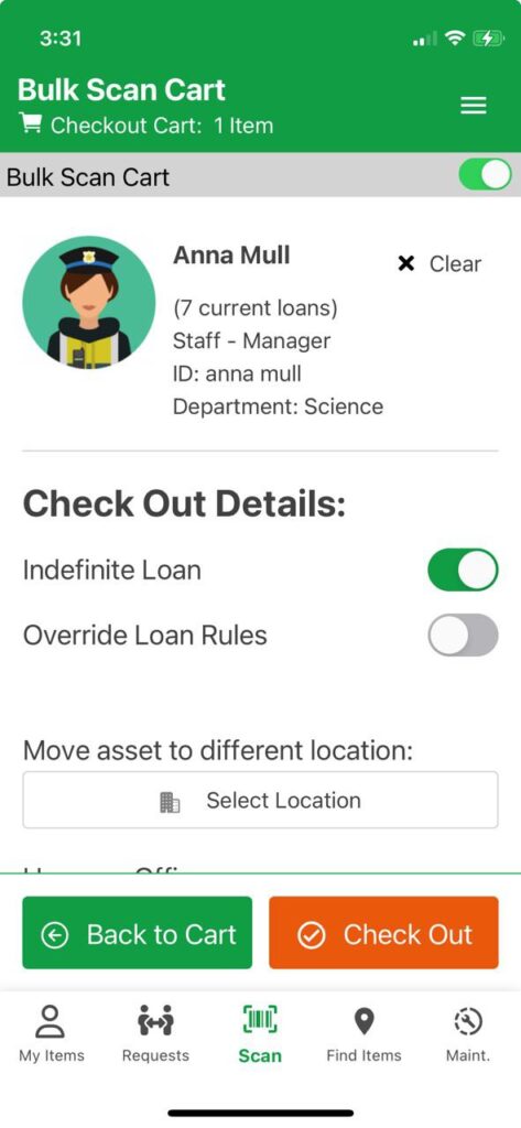 Checking out to a user