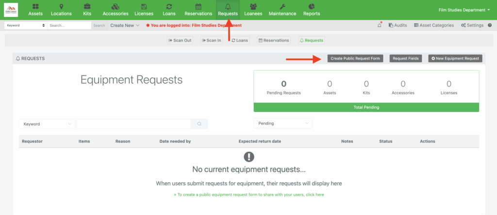 Create public request form