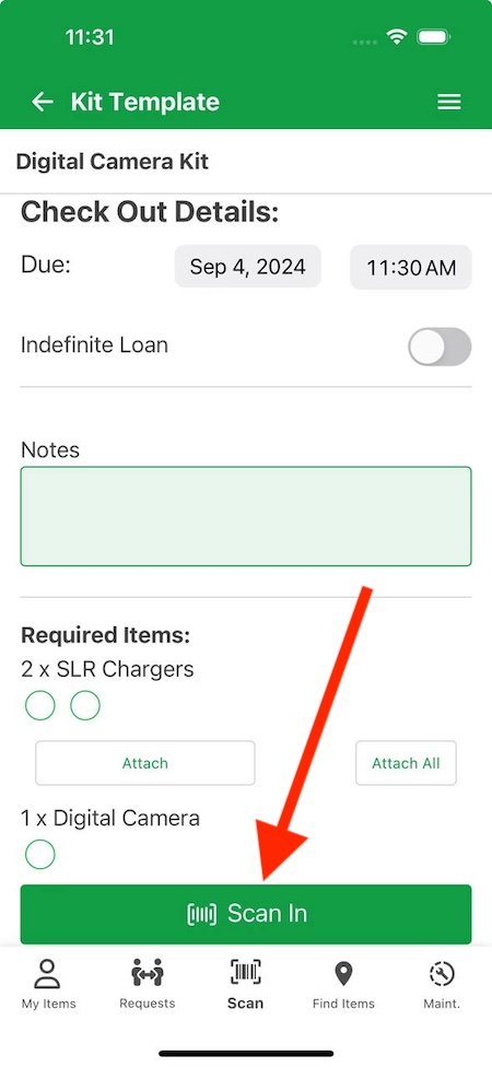 Kit template check out details