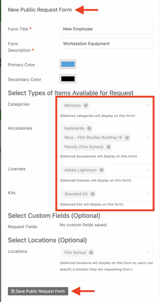 New public request form