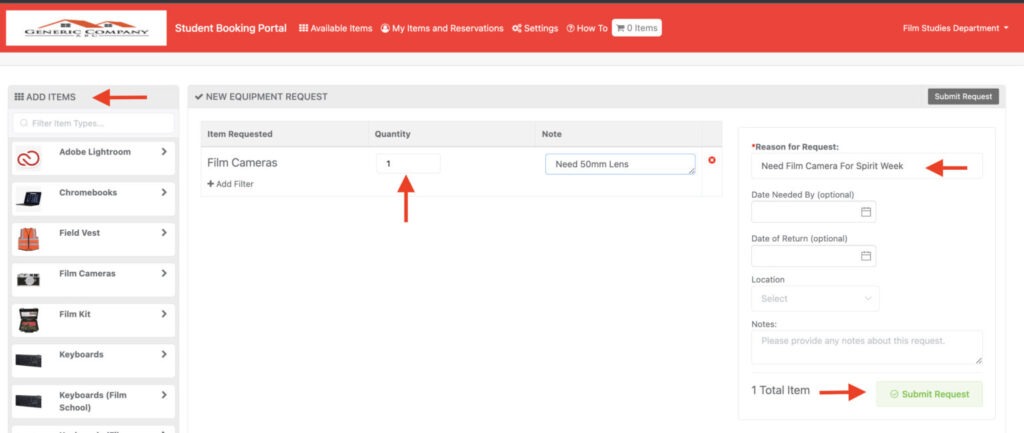 Pick up the equipment