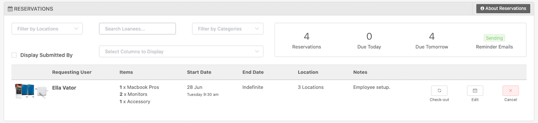 The items belong together in one reservation