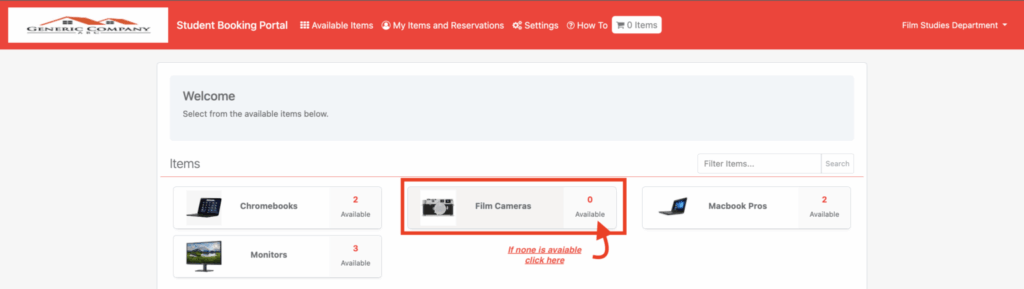See a prompt to request equipment