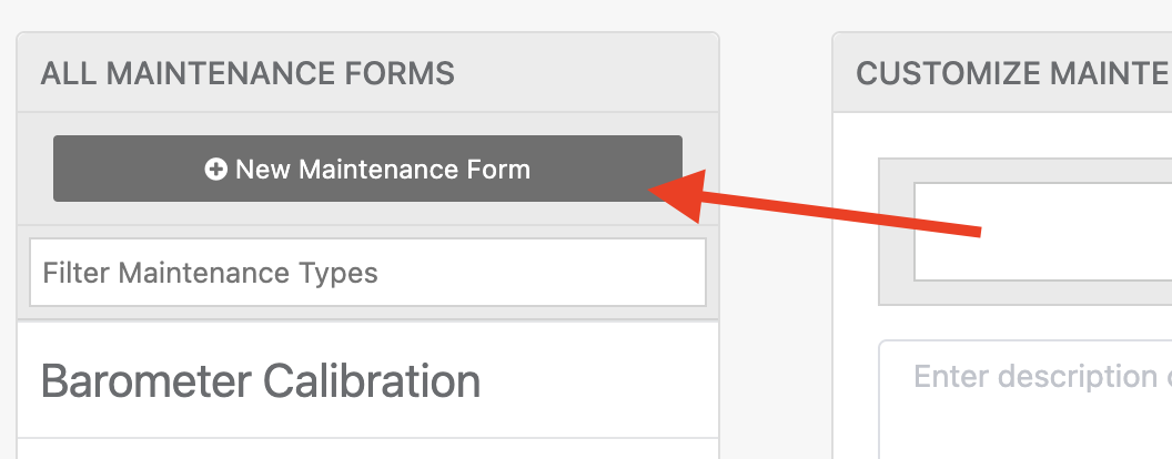 Click new maintenance form