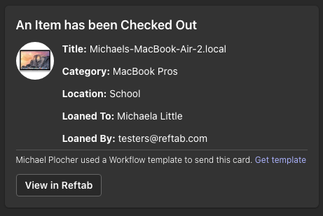 An item has been checked out