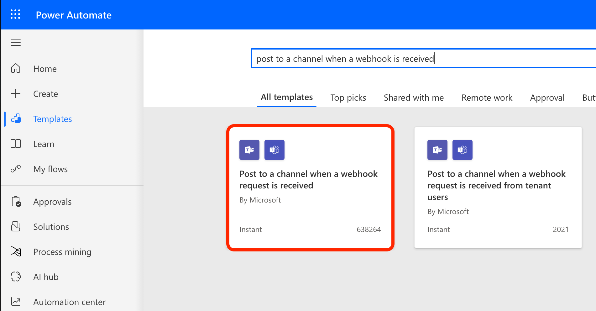 Post to a channel when a webhook request is received
