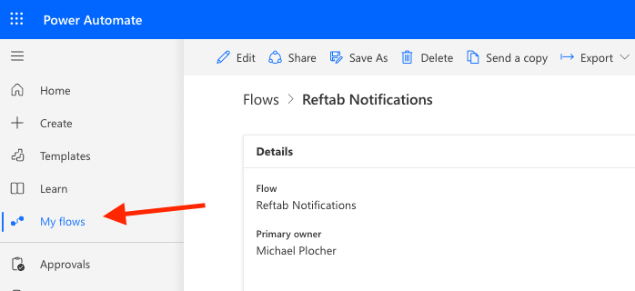 Head back to our flows by clicking "My Flows" on the left