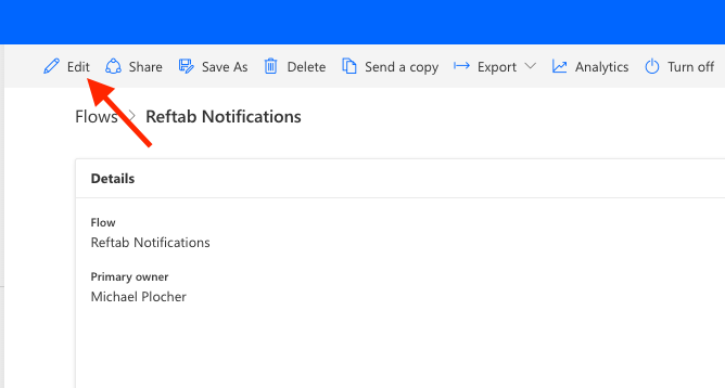 Click edit in the top left corner