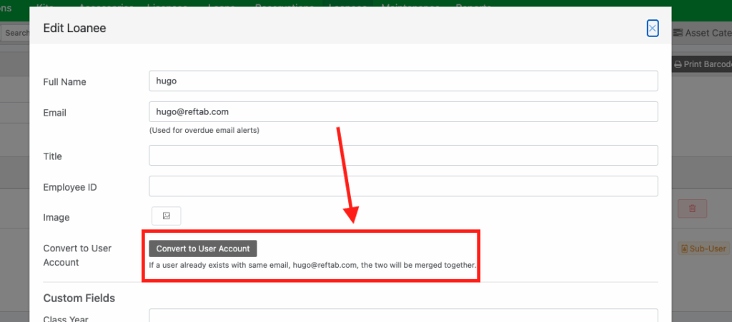 The loanee has loaned items
