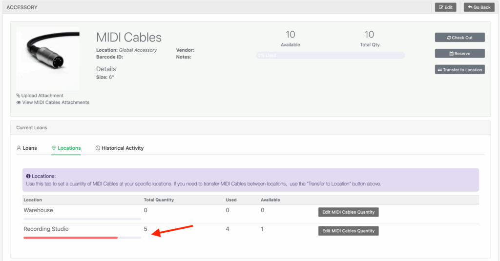 Click on a global accessory