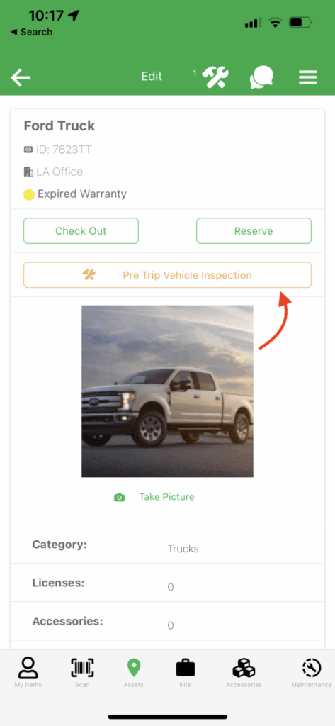 Maintenance using mobile app