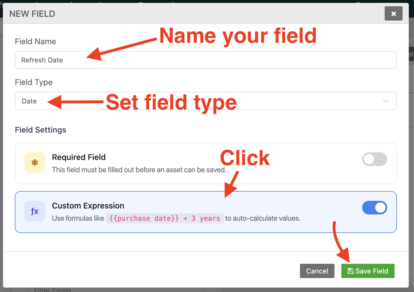Create the new field