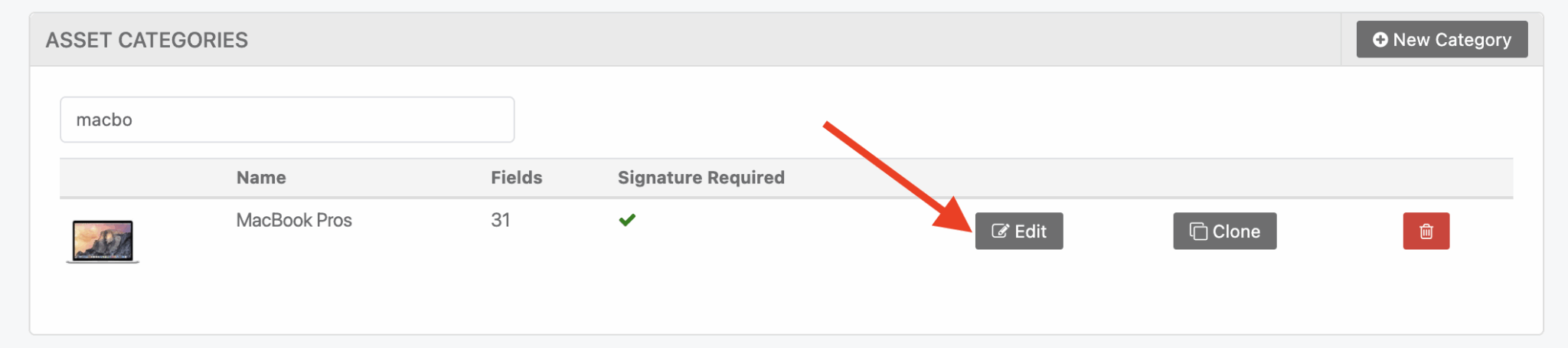 Edit category button