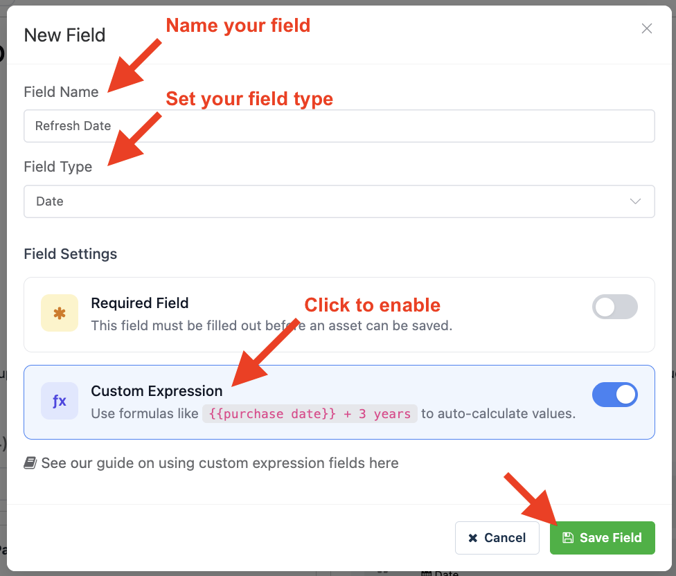 configuring an expression field