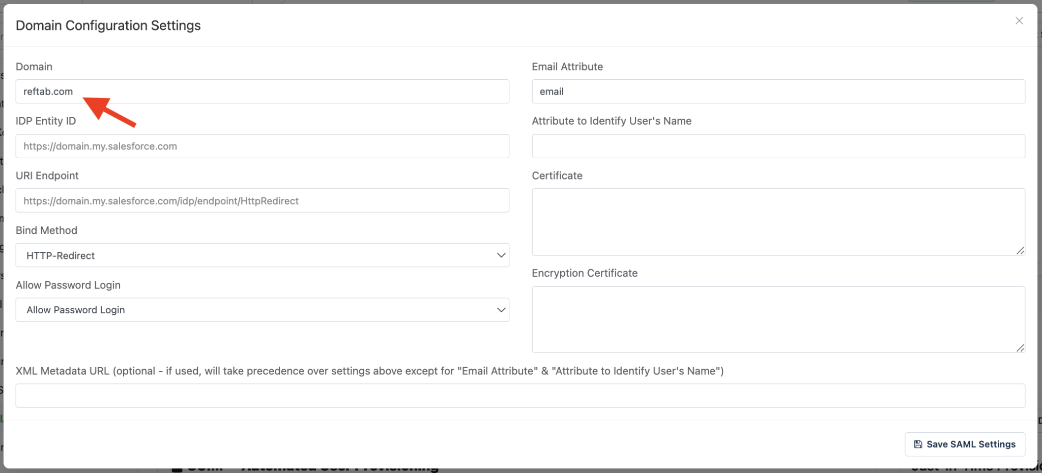 Set your companies domain