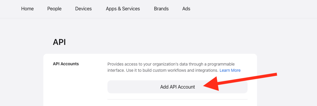 select add api account