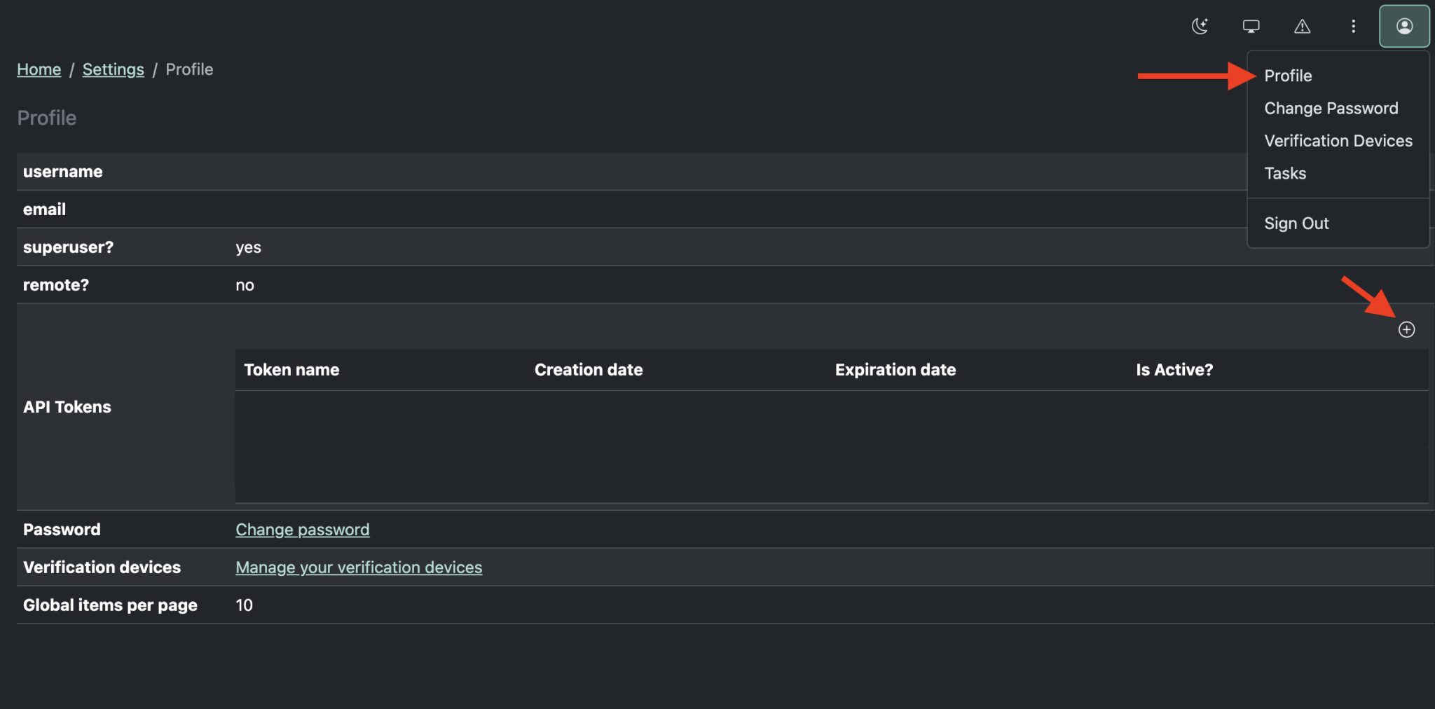create button for api tokens