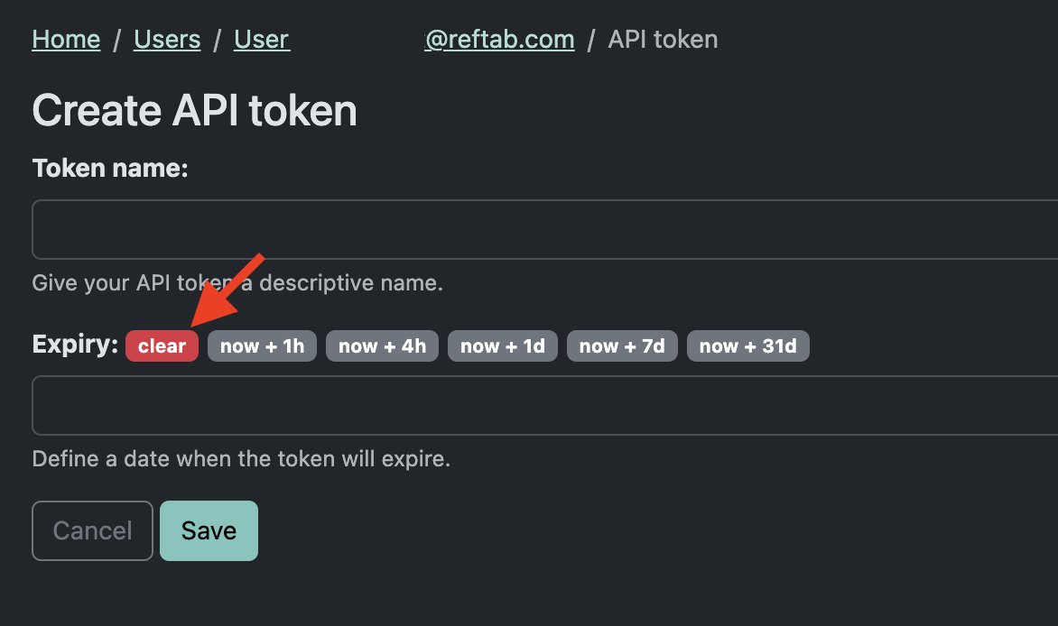 Create an indefinite token