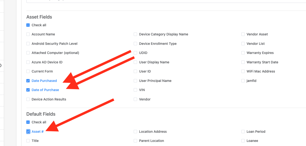 choosing fields to display