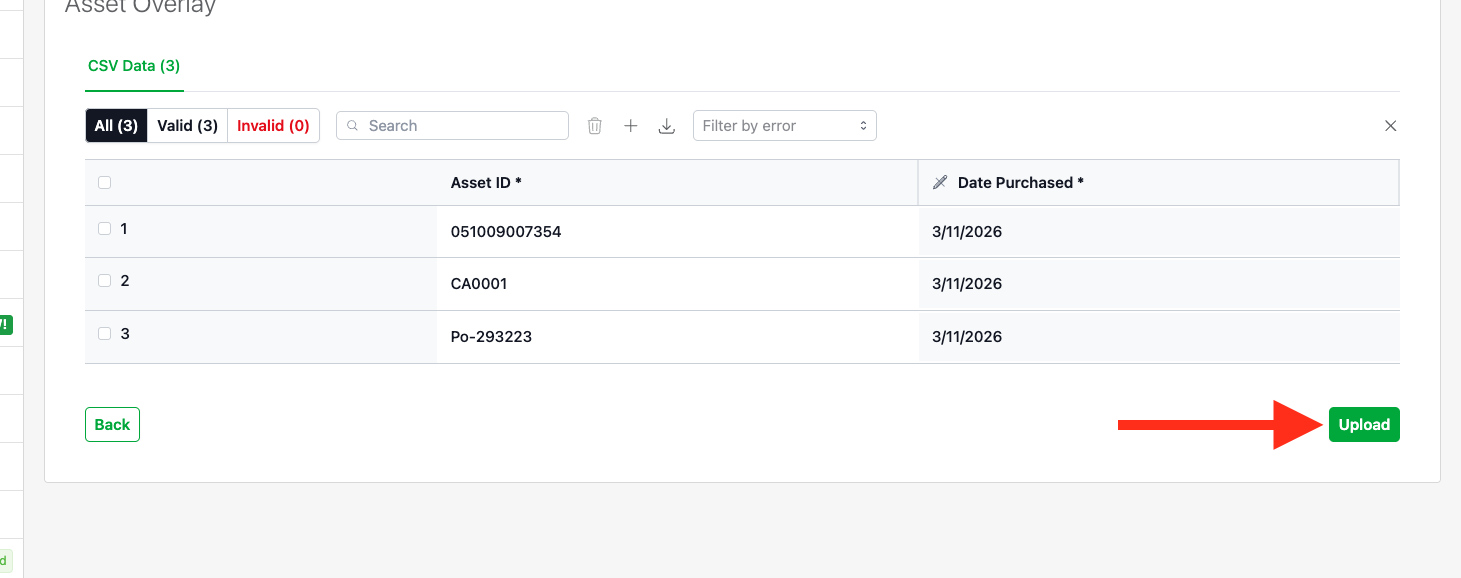confirm your data before upload