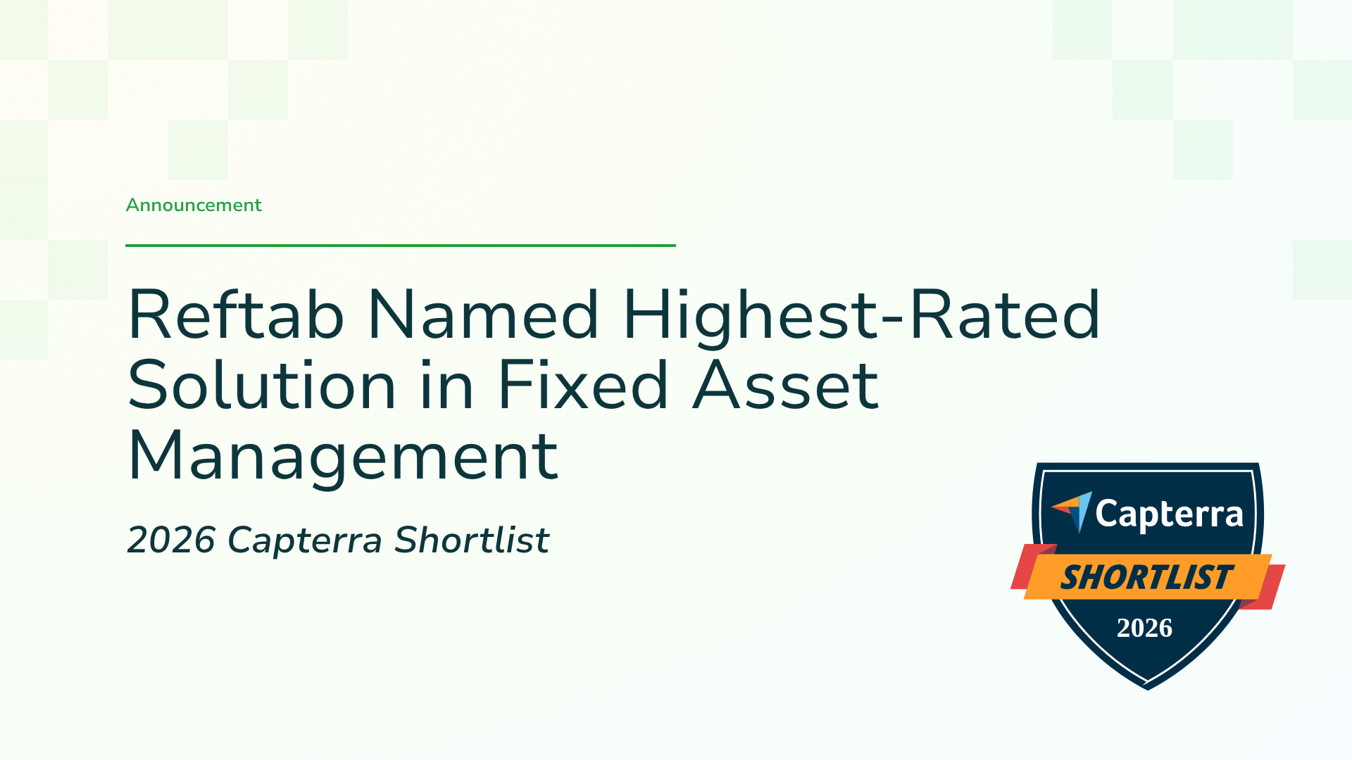 Reftab 2026 Capterra Shortlist Best in Fixed Asset Management