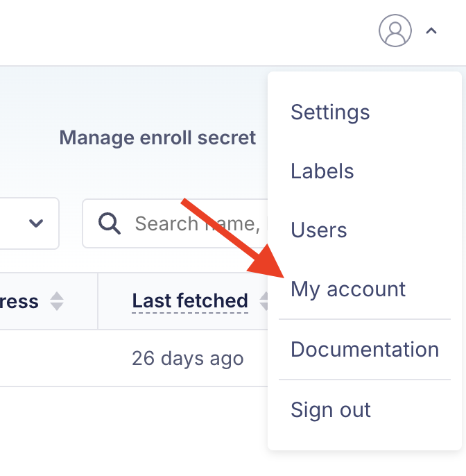 FleetDM account button