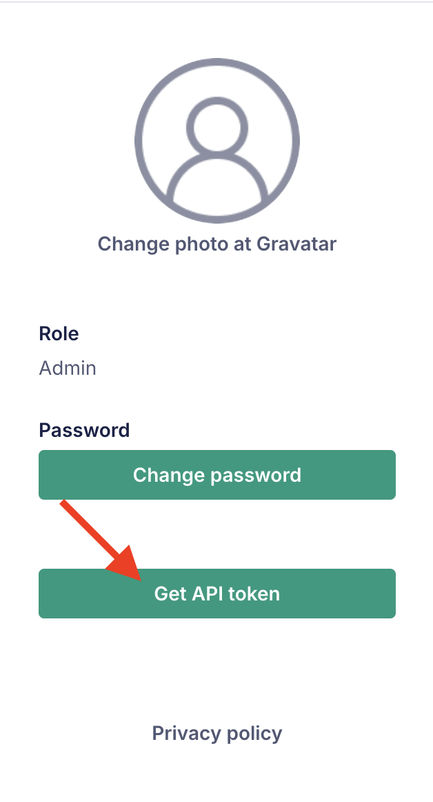 Generate API Token button